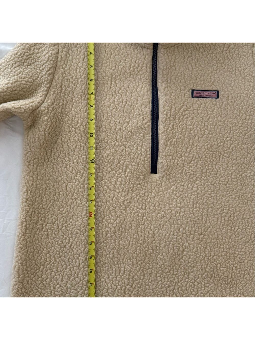 Vineyard Vines Cream Sherpa Fleece Pullover - Picture 6 of 6
